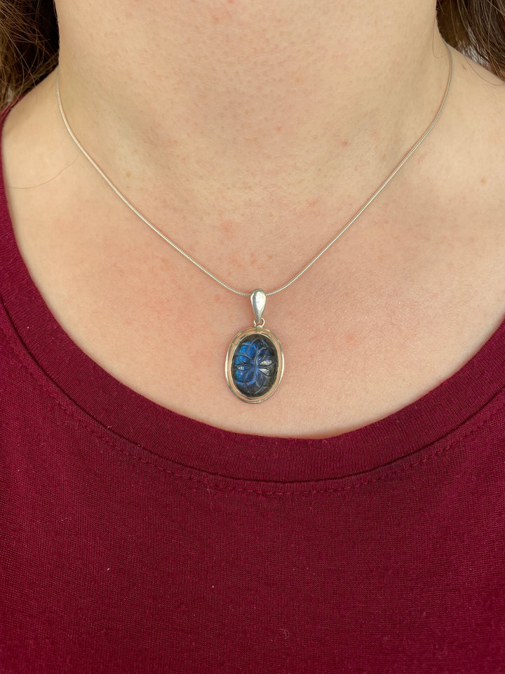 Carved labradorite pendant