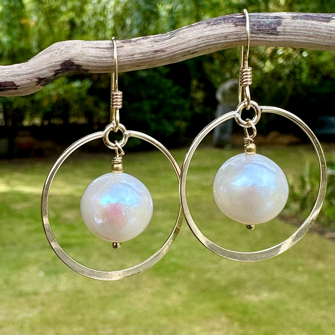 White freshwater pearl earrings