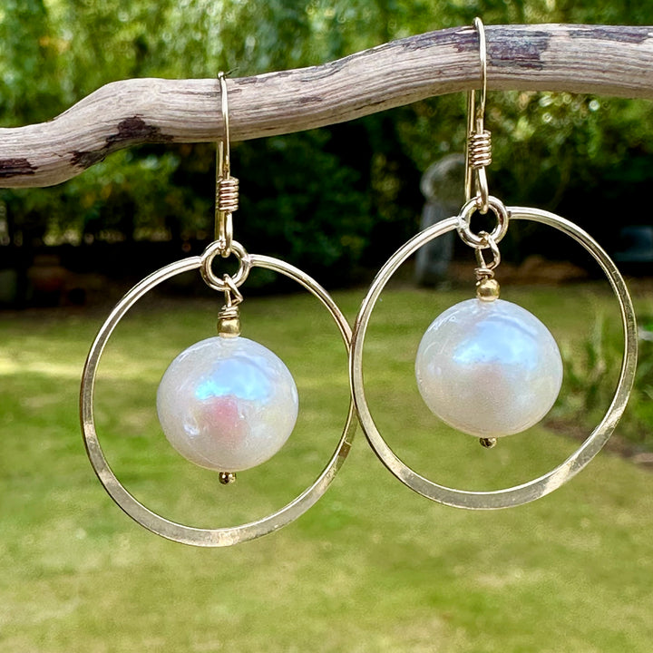 White freshwater pearl earrings
