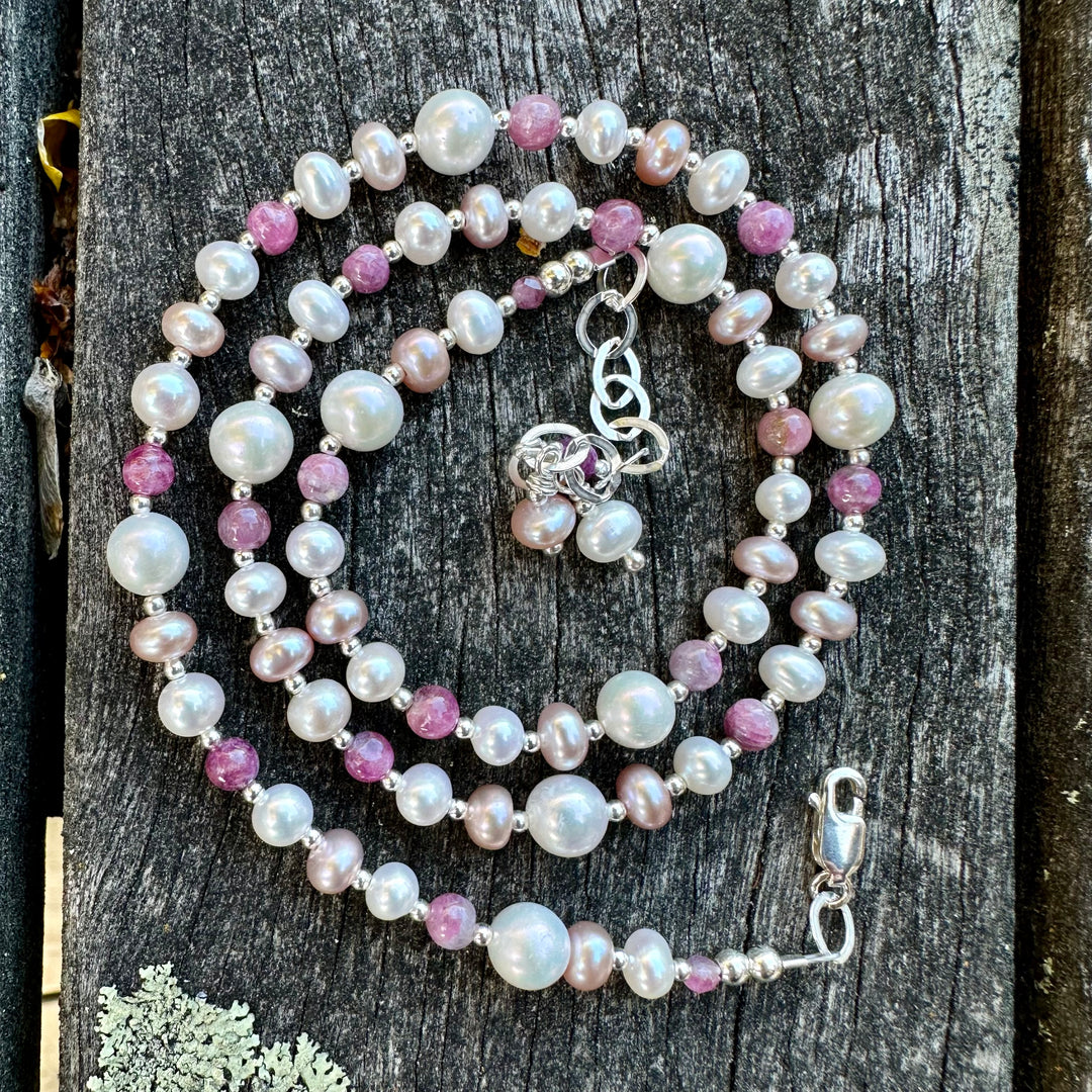 Freshwater pearl & tourmaline necklace