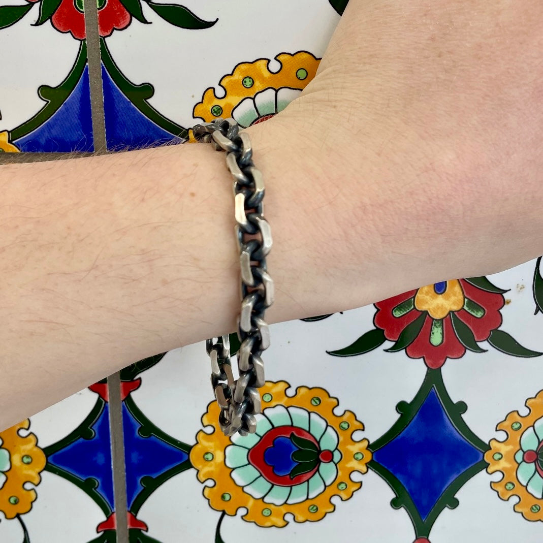 Gunmetal sterling silver heavy bracelet