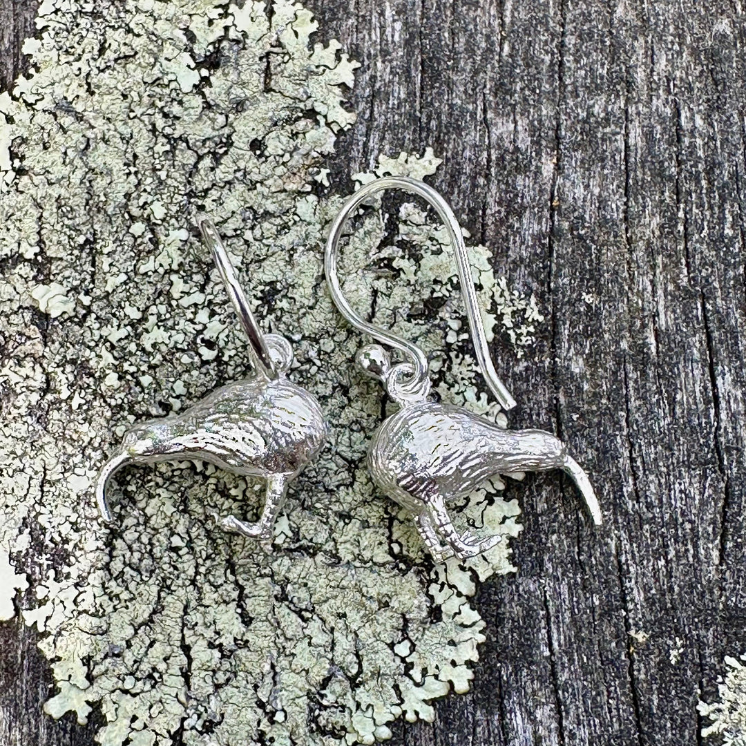 Sterling silver kiwi earrings