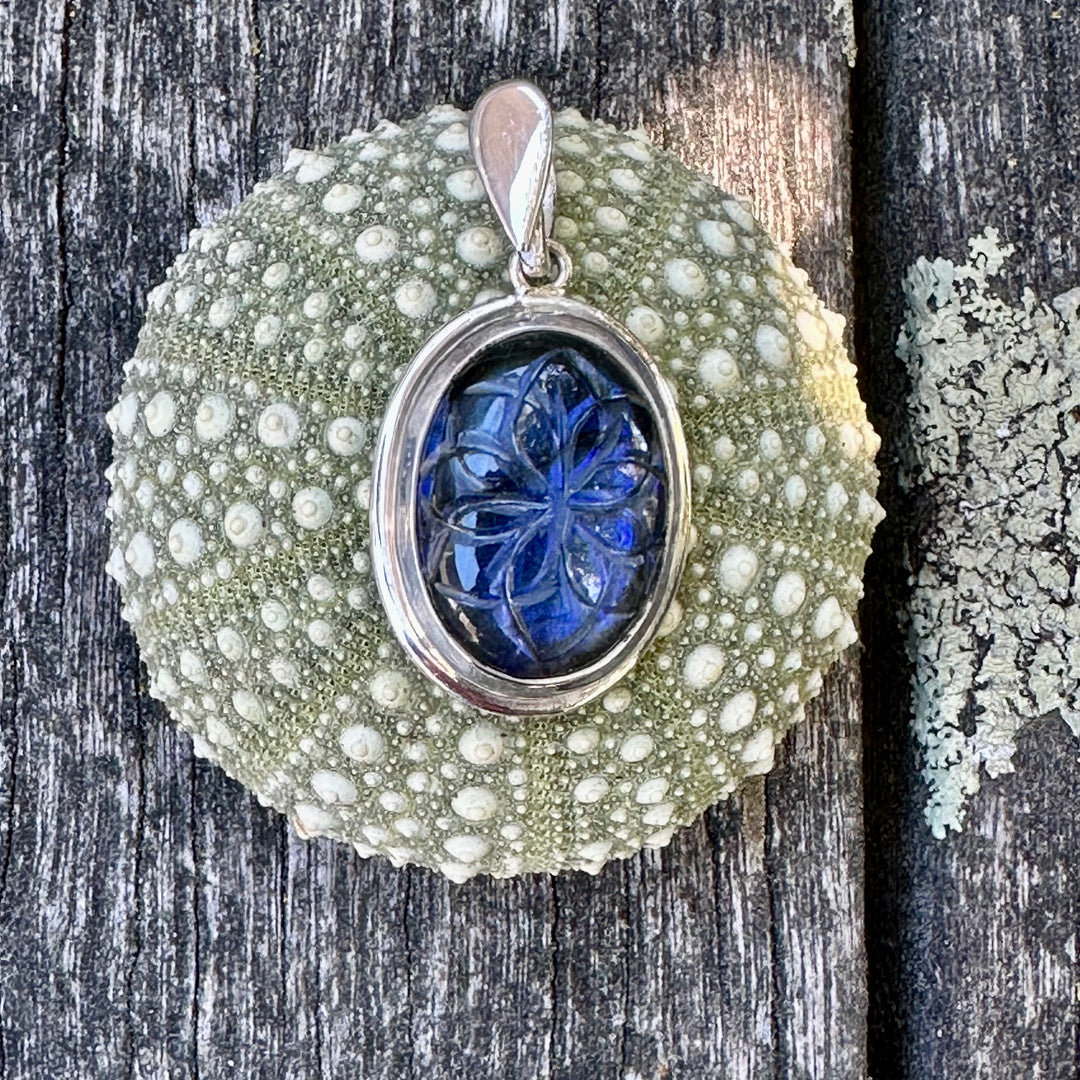 Carved labradorite pendant