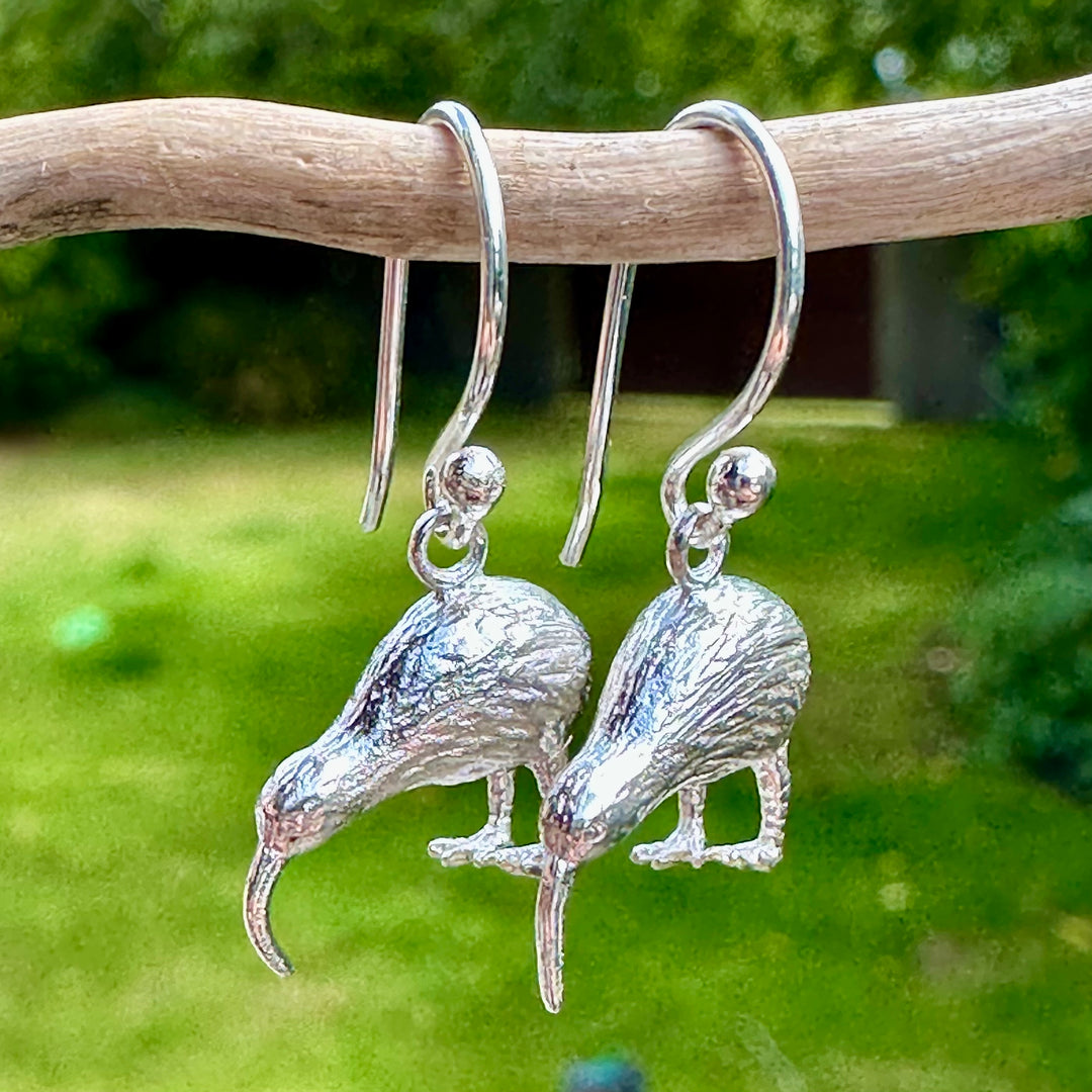 Sterling silver kiwi earrings