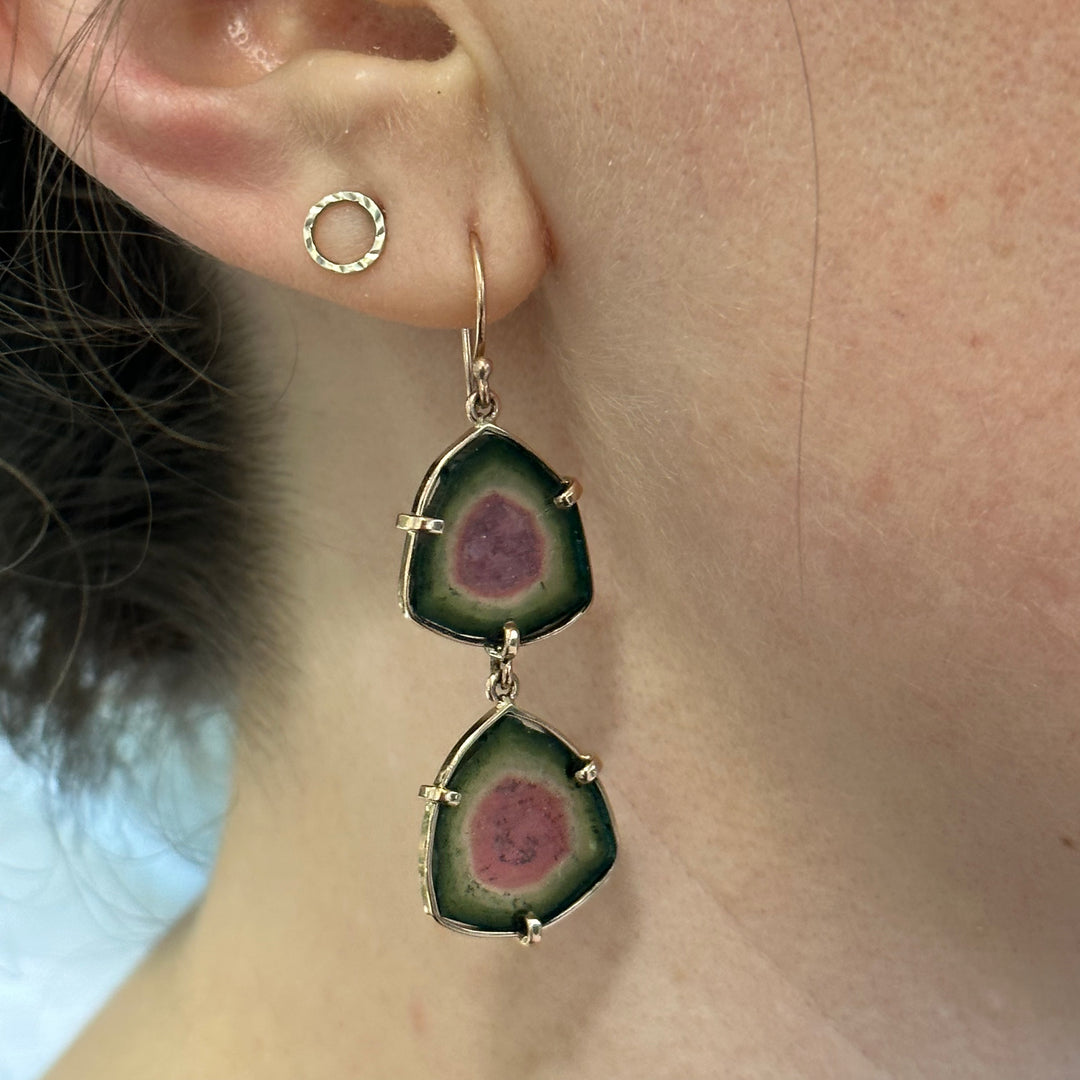 9ct Gold Watermelon Tourmaline Wild at Heart Earrings