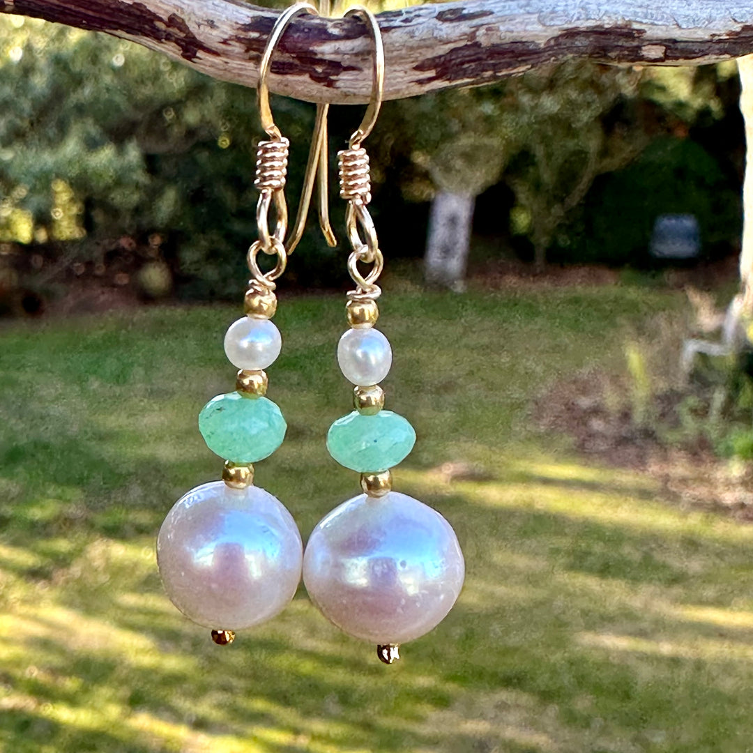 White freshwater pearl earrings