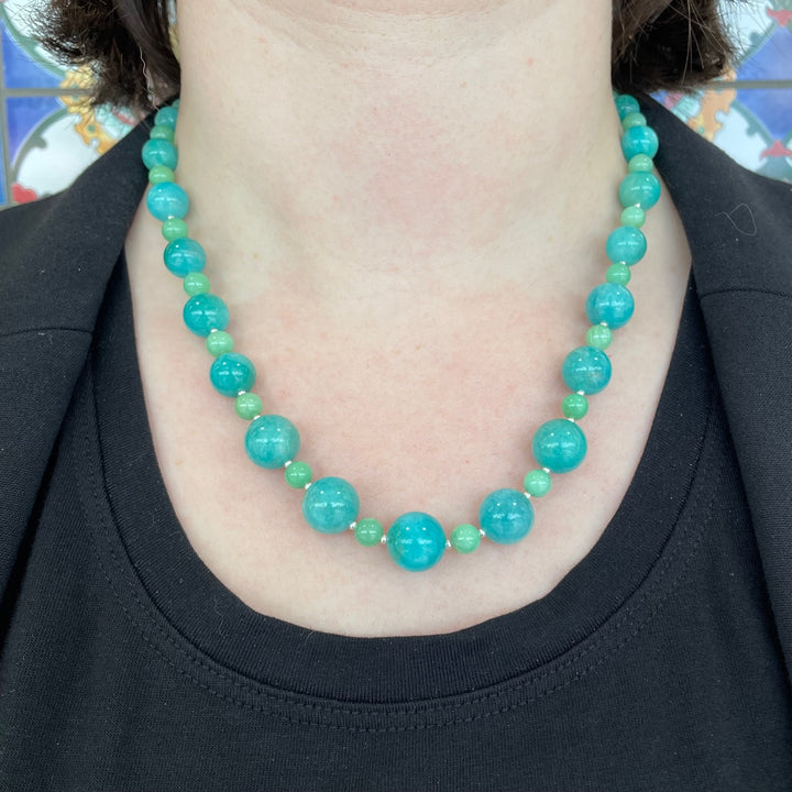 Amazonite and chrysoprase necklace