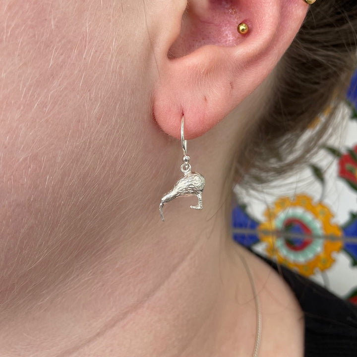Sterling silver kiwi earrings