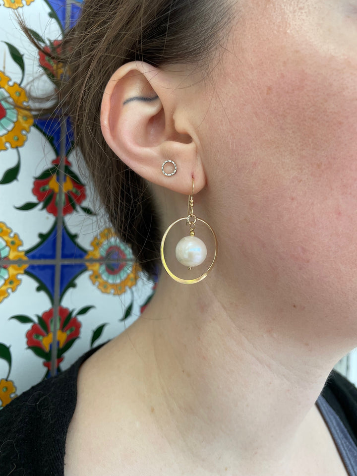 White freshwater pearl earrings