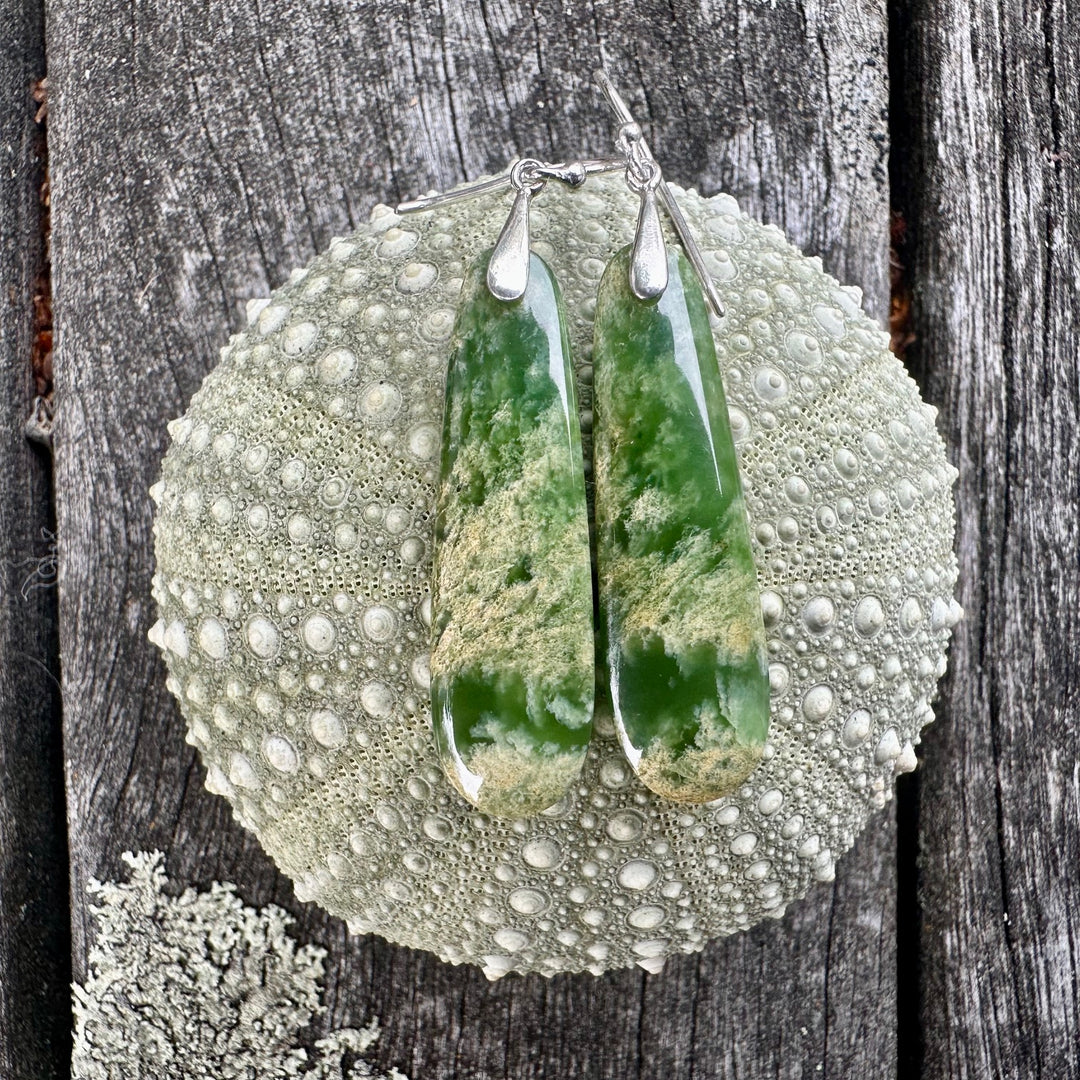 Small Marsden flower greenstone earrings