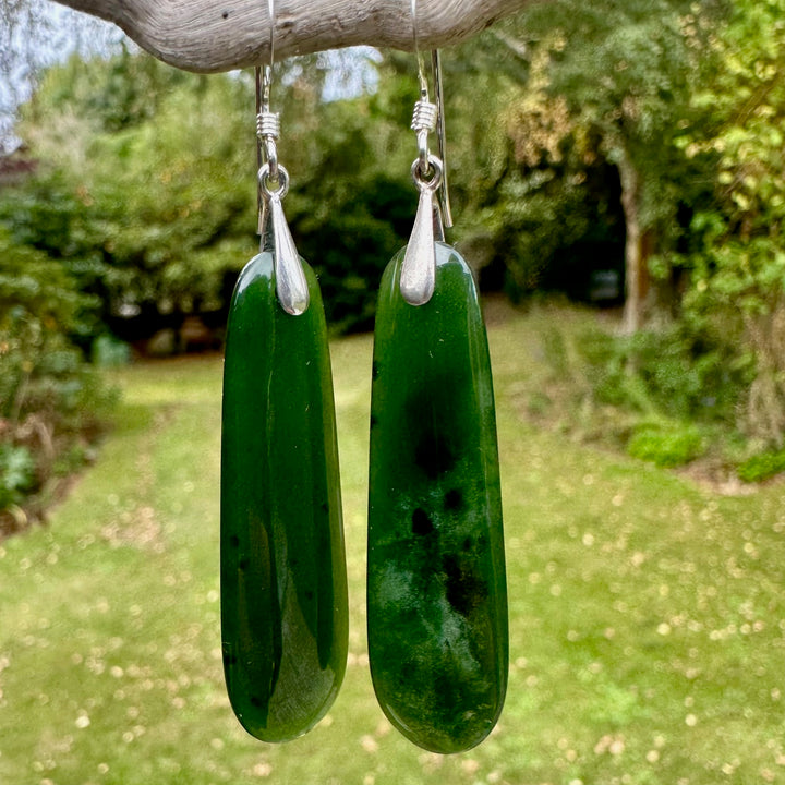 Small dark NZ Greenstone earrings
