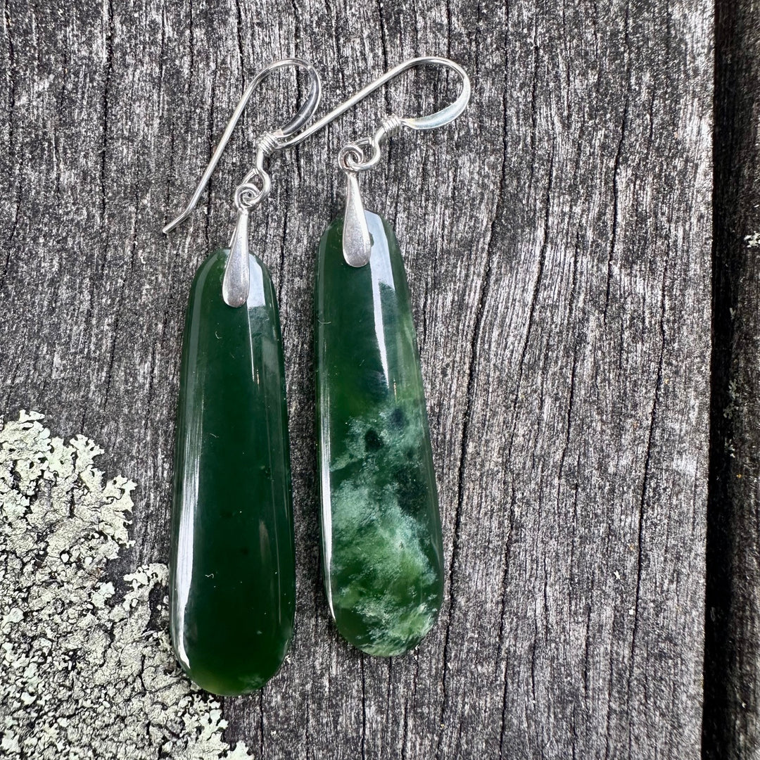 Small dark NZ Greenstone earrings