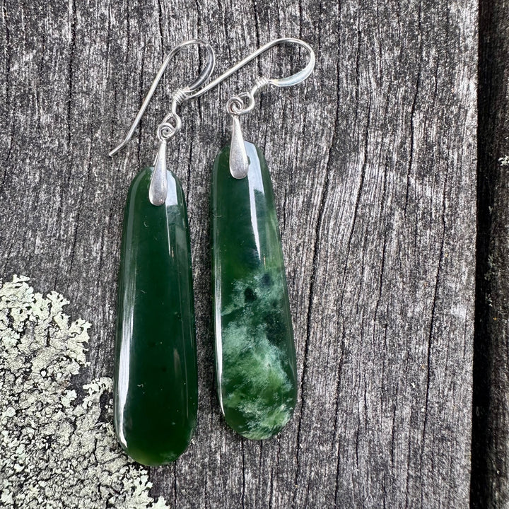 Small dark NZ Greenstone earrings