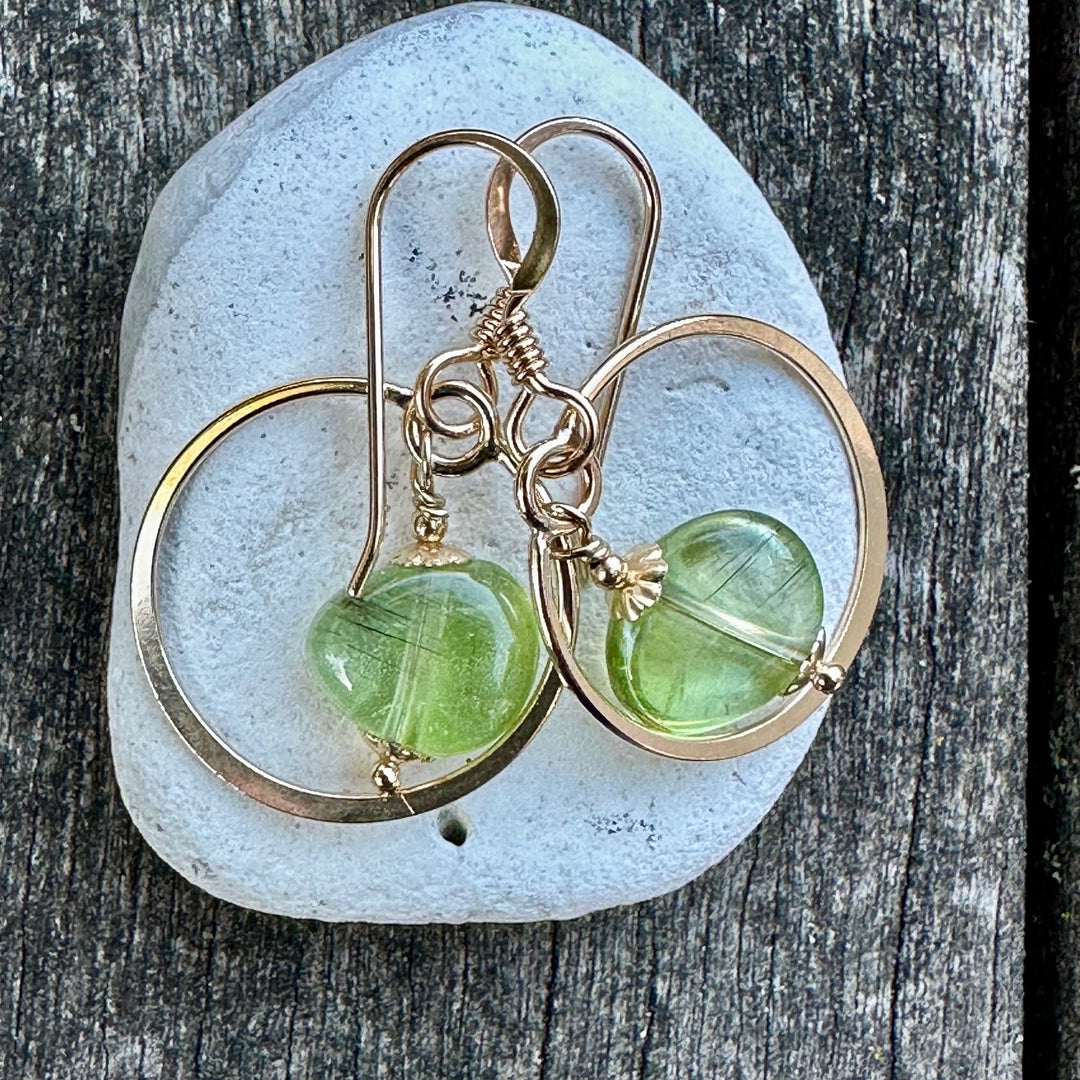 peridot with rutiles earrings
