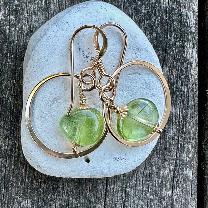 peridot with rutiles earrings