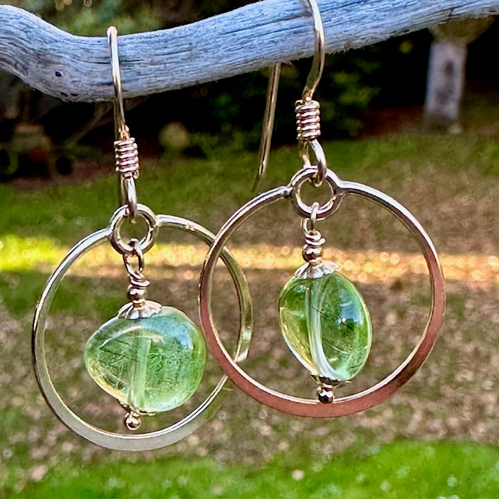 peridot with rutiles earrings
