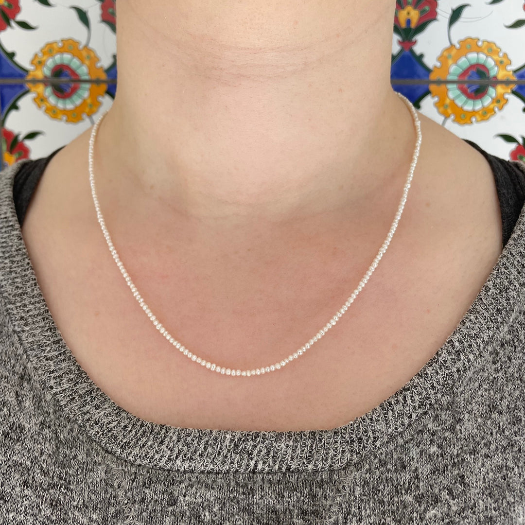 Long Tiny freshwater pearl necklace