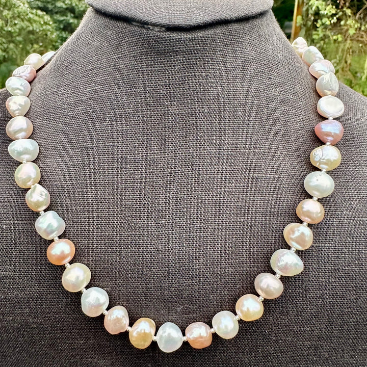 pink & cream freshwater pearl necklace