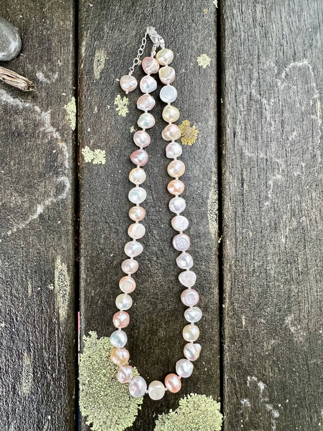 pink & cream freshwater pearl necklace