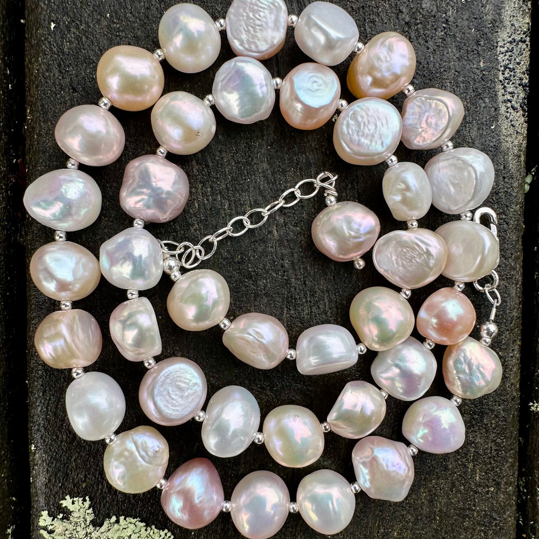 pink & cream freshwater pearl necklace