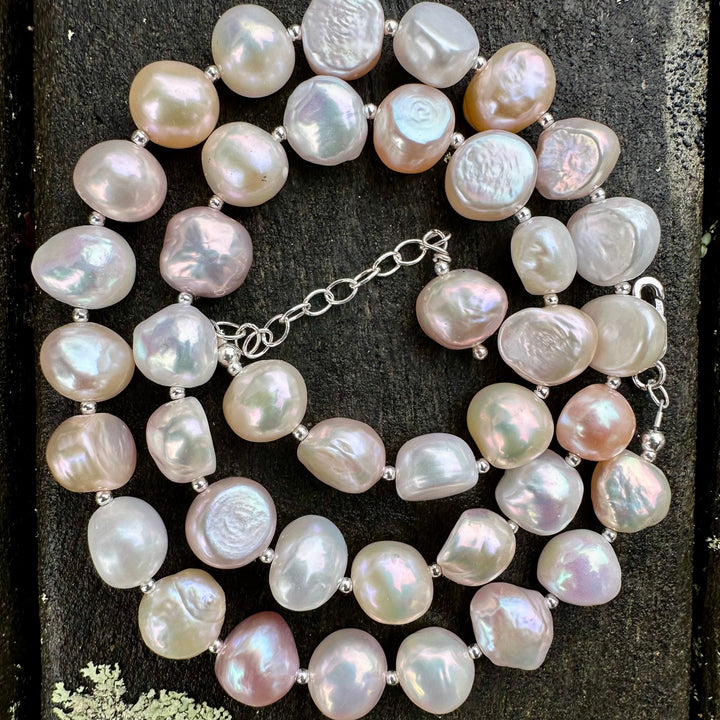 pink & cream freshwater pearl necklace