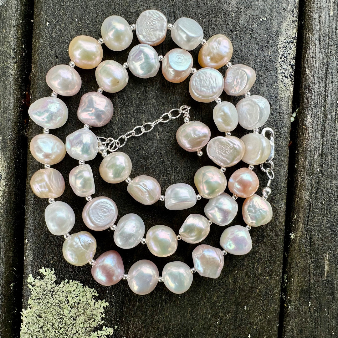 pink & cream freshwater pearl necklace