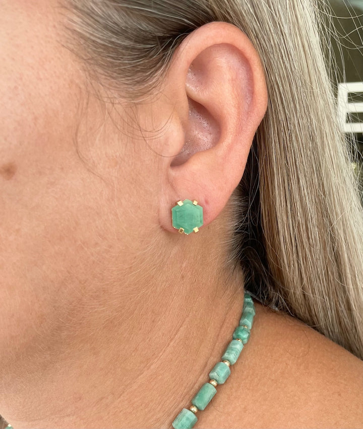 6.68ct Brazilian emerald studs