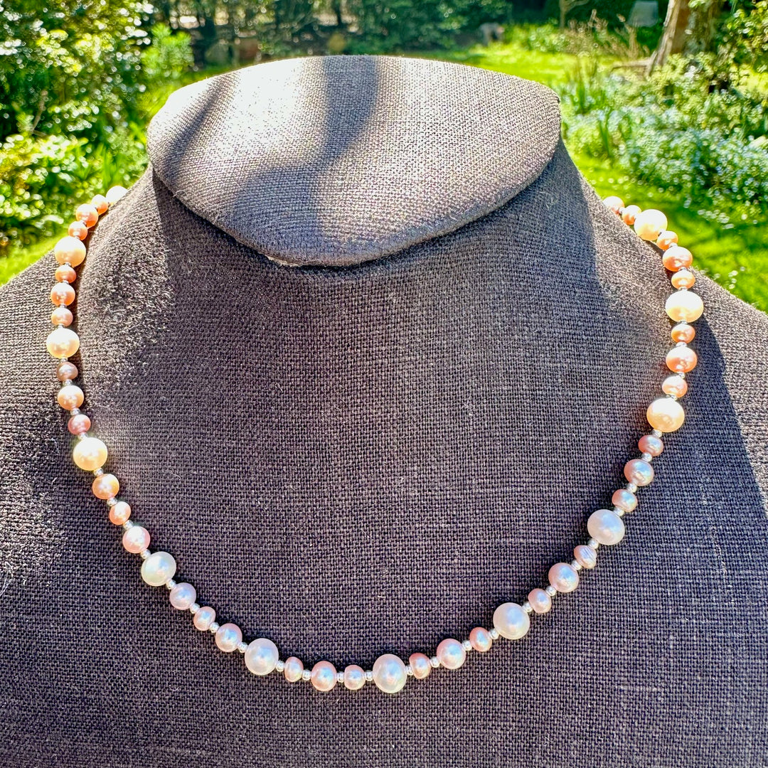 Pink & white freshwater pearl necklace