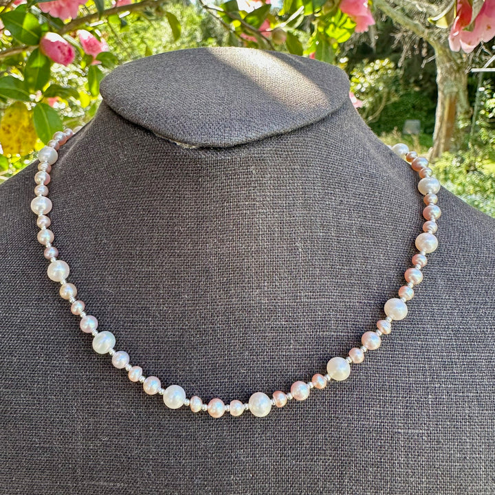 Pink & white freshwater pearl necklace