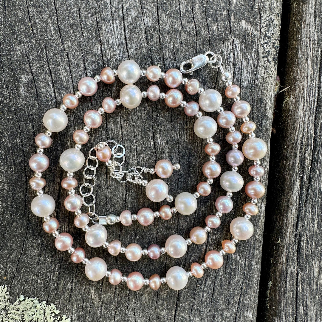 Pink & white freshwater pearl necklace