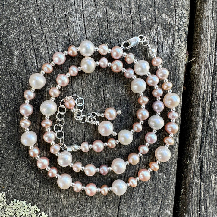 Pink & white freshwater pearl necklace