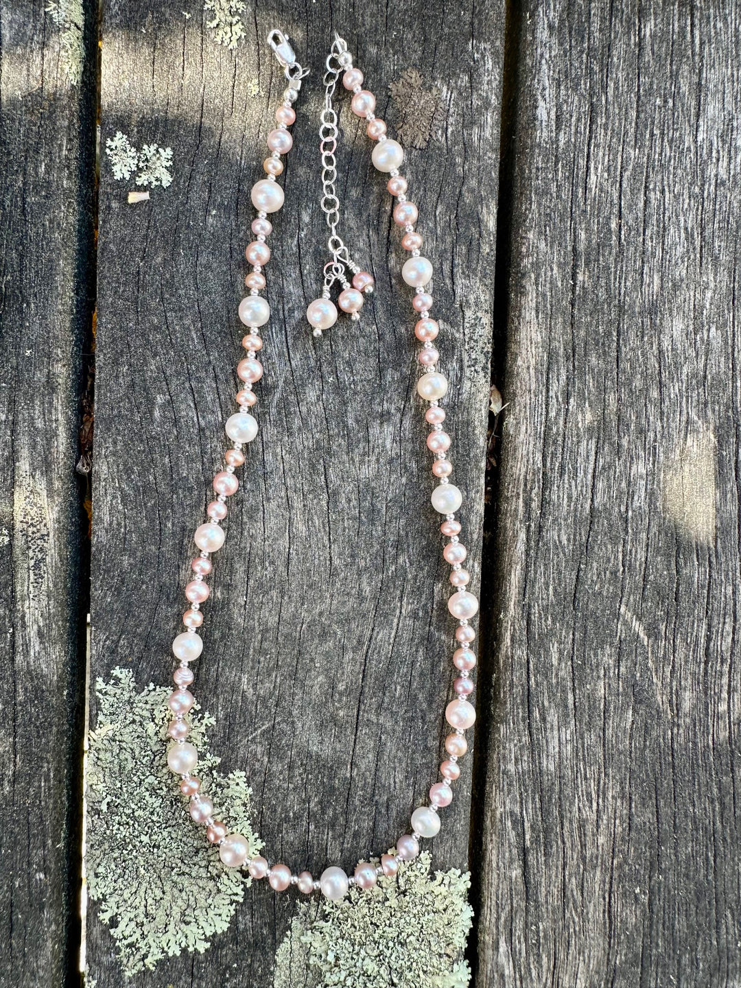 Pink & white freshwater pearl necklace