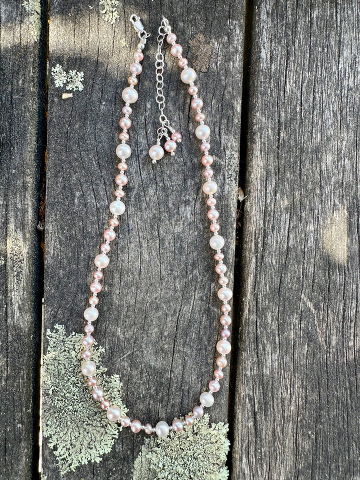 Pink & white freshwater pearl necklace