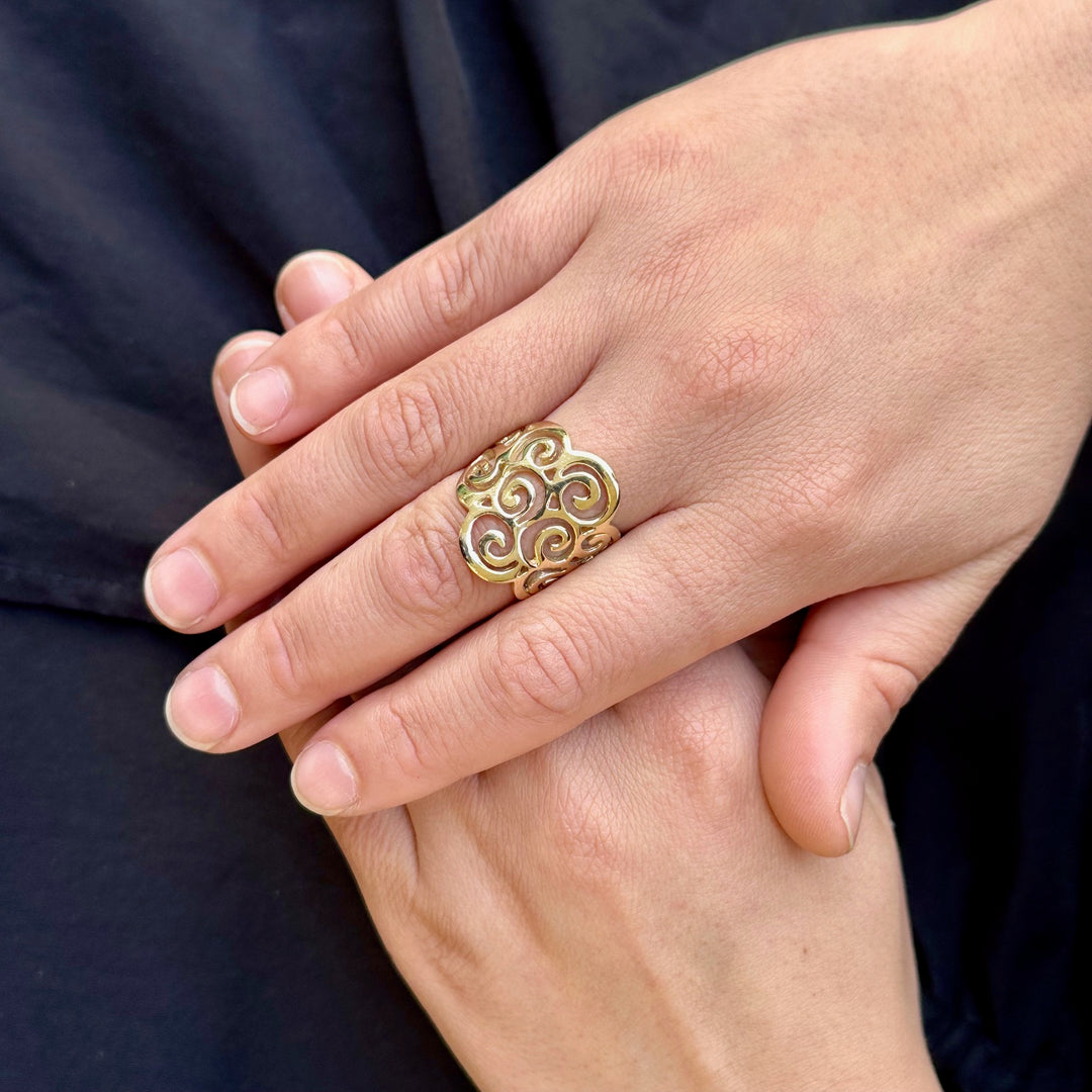 Koru swirl ring in 9CY gold