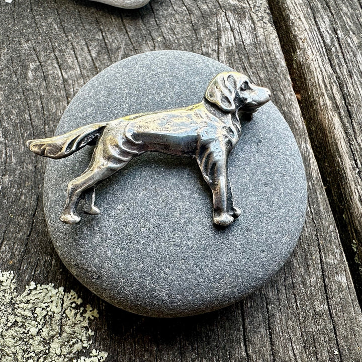 Vintage sterling retriever brooch