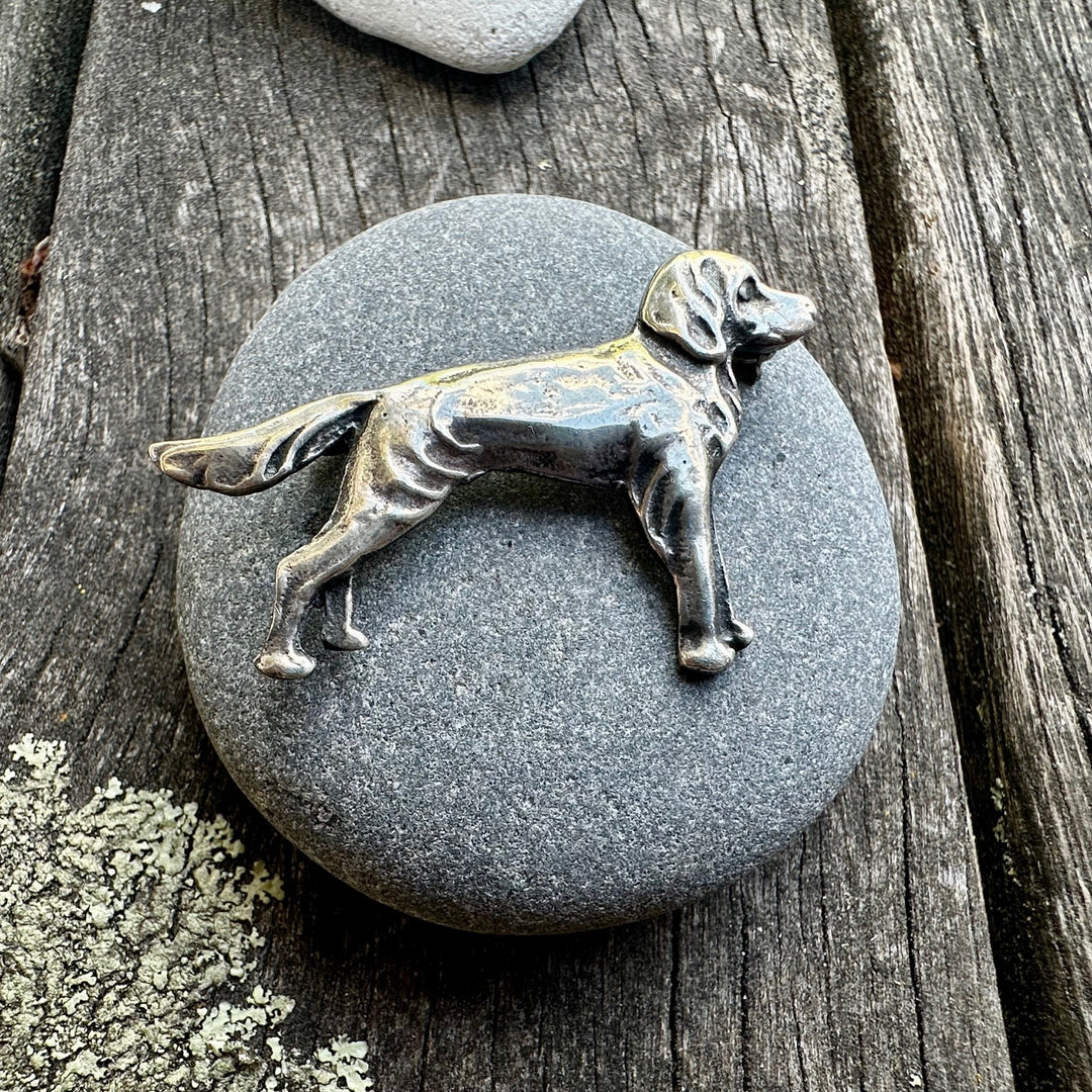 Vintage sterling retriever brooch