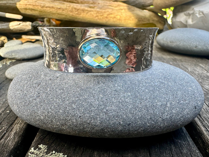 Hammered blue topaz cuff