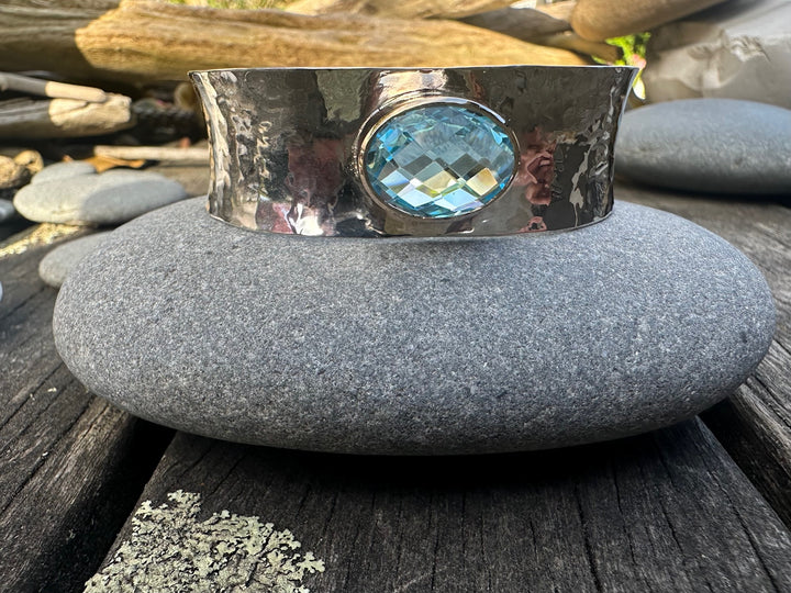 Hammered blue topaz cuff