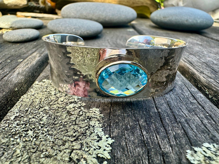 Hammered blue topaz cuff