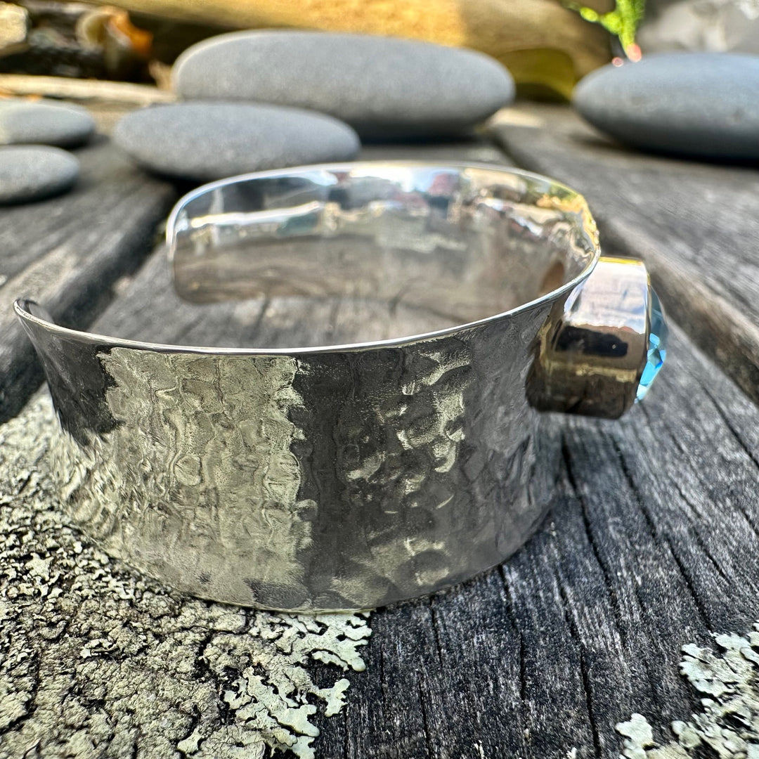 Hammered blue topaz cuff