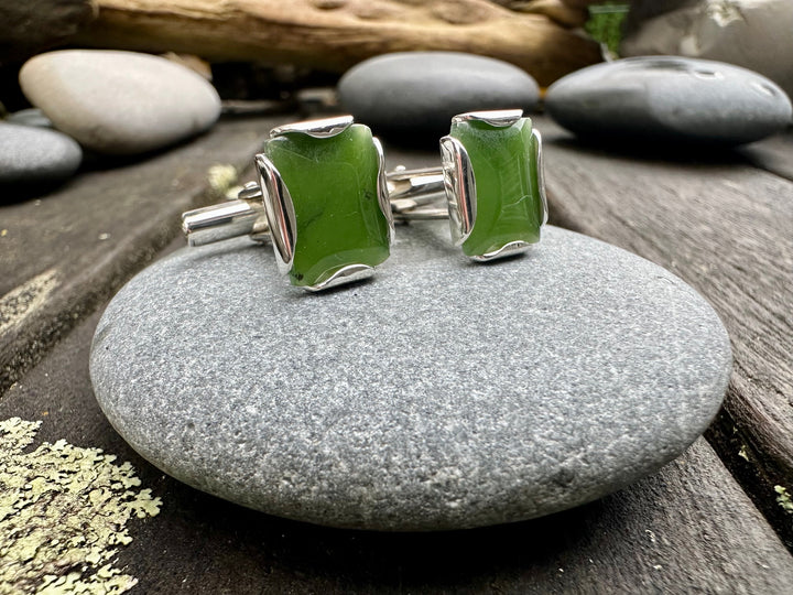 New Zealand greenstone cufflinks