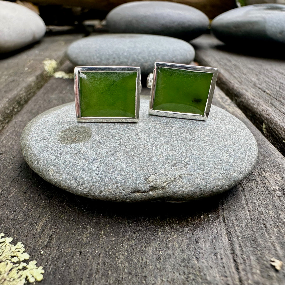 New Zealand greenstone cuff links