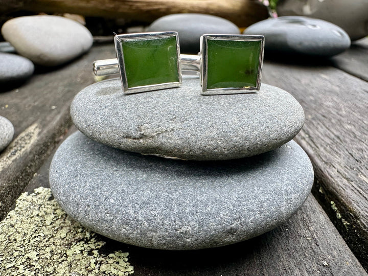 New Zealand greenstone cuff links