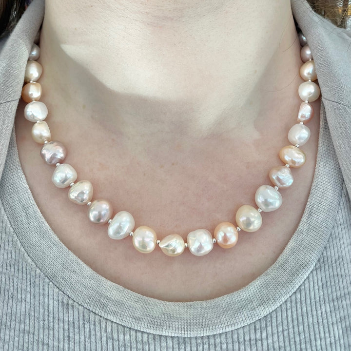 pink & cream freshwater pearl necklace