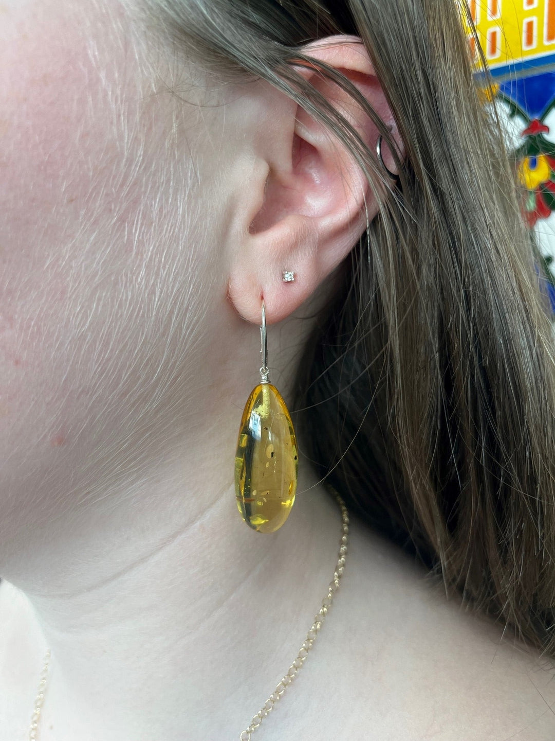 Light cognac Baltic Amber earrings