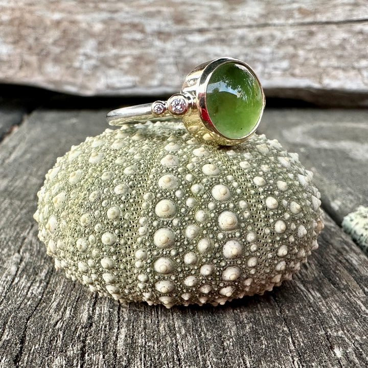 The Tui , NZ greenstone and diamond ring