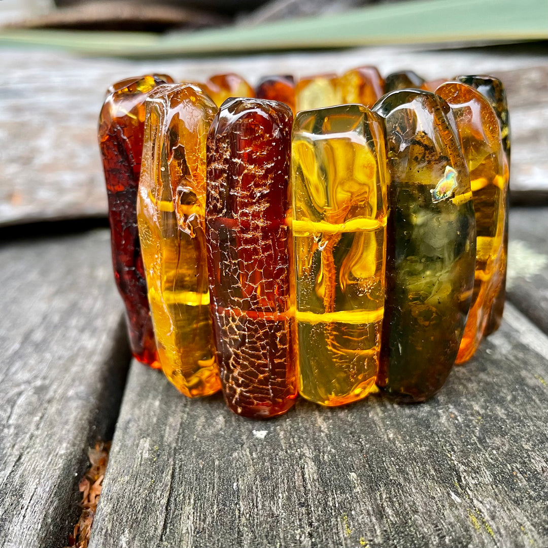 large Baltic amber cuff bracelet