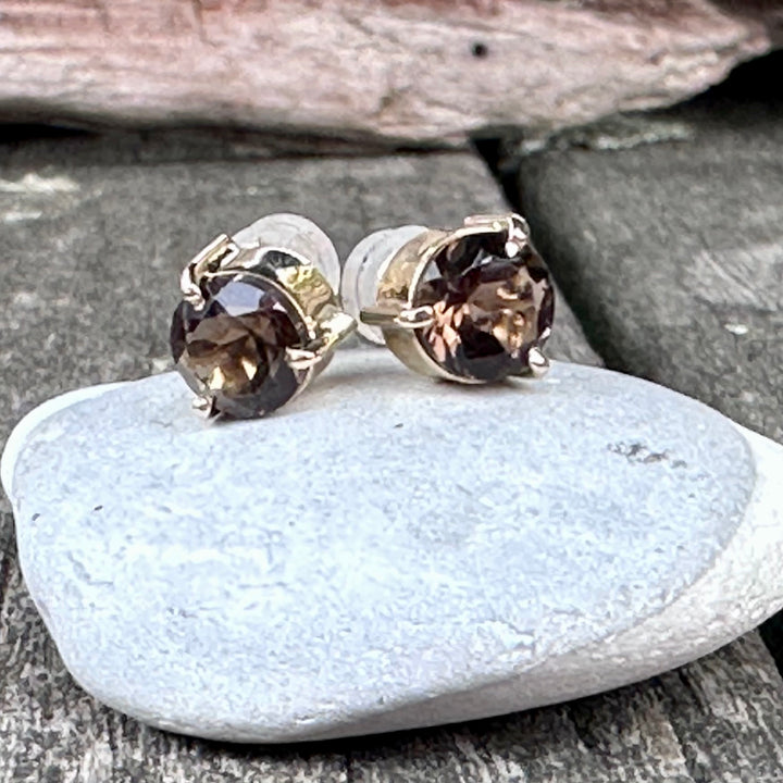 Smoky Quartz studs