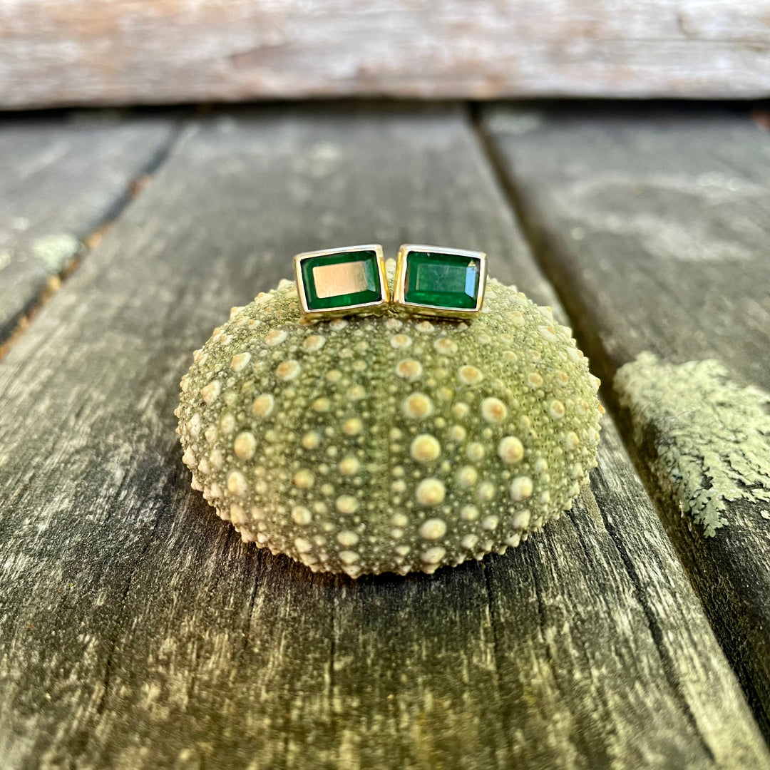 9ct Gold Brazilian Emerald Studs