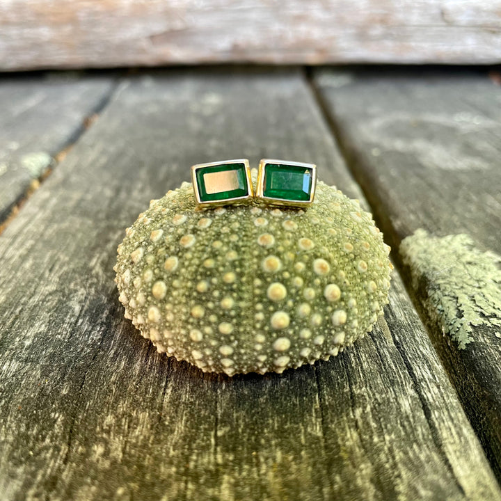 9ct Gold Brazilian Emerald Studs